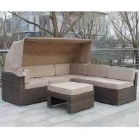 Quality New Design Outdoor sectional rattan daybed with canopy chaise sofa set