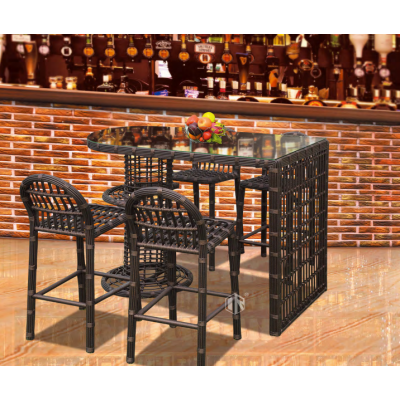 High bar table and stool with high quality PE rattan material