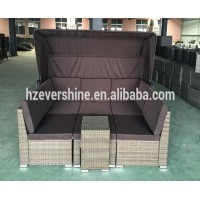 Popular Outdoor sectional rattan daybed with canopy chaise sofa set