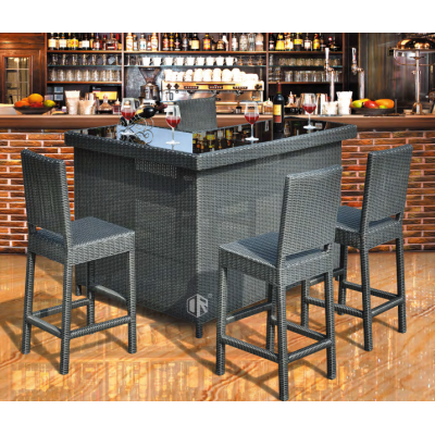 Hotel/Club/Bar high rattan table and chair set luxury version for relax