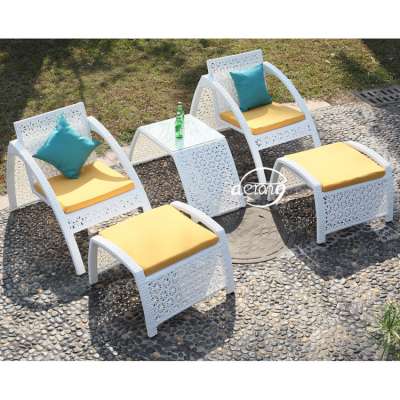 outdoor furniture rattan lounge bed with stool and table /beach lounge chair