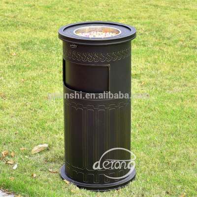 Cheap outdoor round cast aluminum trash bin/garden decorative garbage can