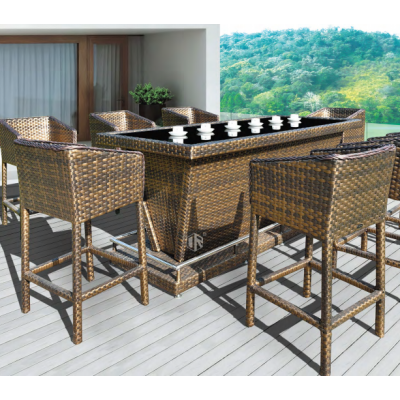 Derong Popular Bar table and chair outdoor furniture whole set(1+8)