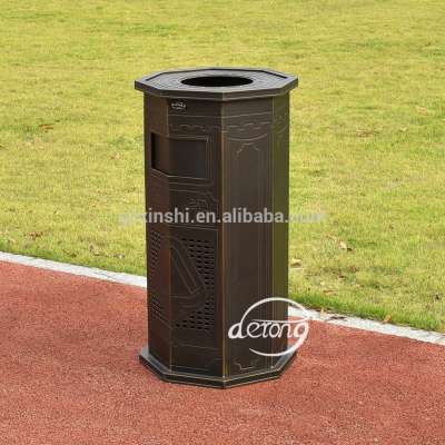 Hot sell outdoor hexagon metal cast aluminum trash can/garden garbage bin