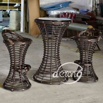 PE rattan wicker aluminum alloy frame bar table and chair set